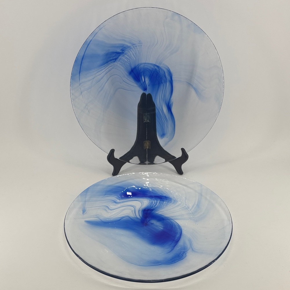 Italian Bormioli Rocco murano glass dinner plates pair